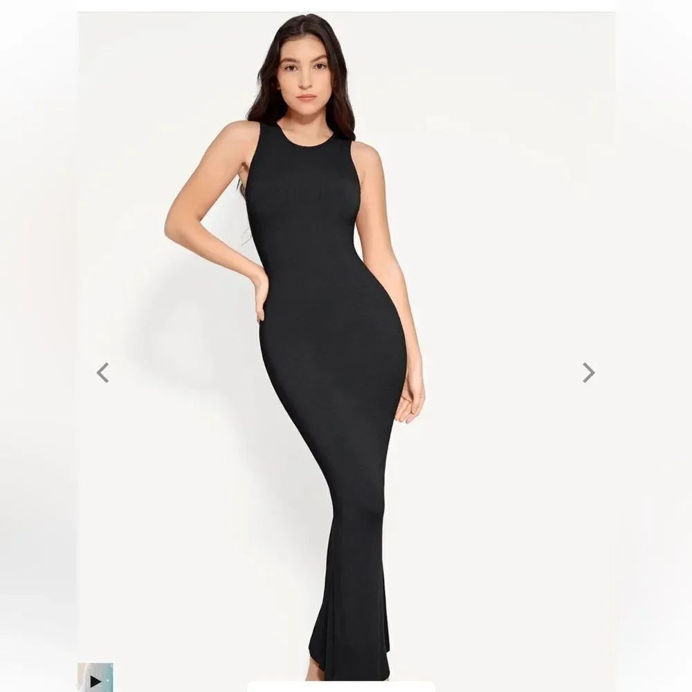 Popilush Black Maxi Bodycon SlipDress New
